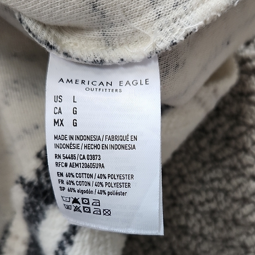 American Eagle Cream and Black Checkered Cotton Blend Shacket Women's Size Large - Picture 4 of 7